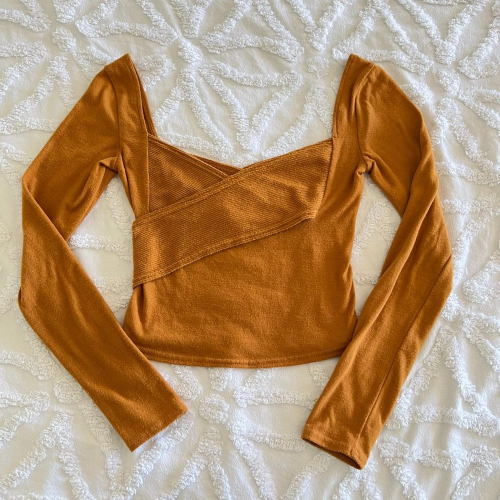 Urban Outfitters Out From Under Long Sleeve Fitted Wrap Top